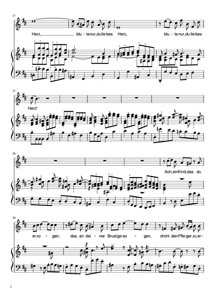 Page 2 of the piano sheet music PDF Piano – Blute nur, du liebes herz! Piano by J. S. Bach