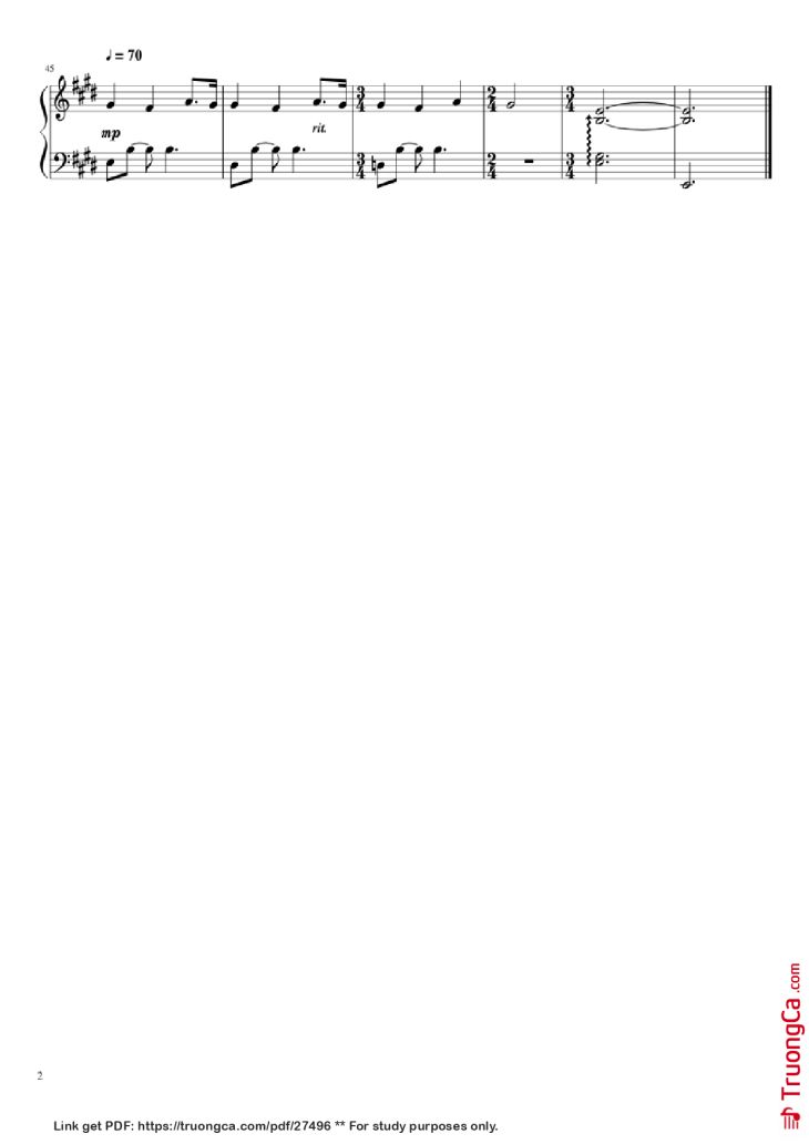 Page 2 of the piano sheet music PDF Piano – Lit Piano by Arr. Lily327