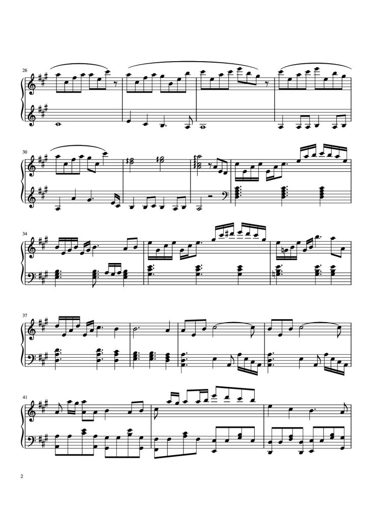 Page 2 of the piano sheet music PDF Piano – Michishirube Piano by Minori Chihara