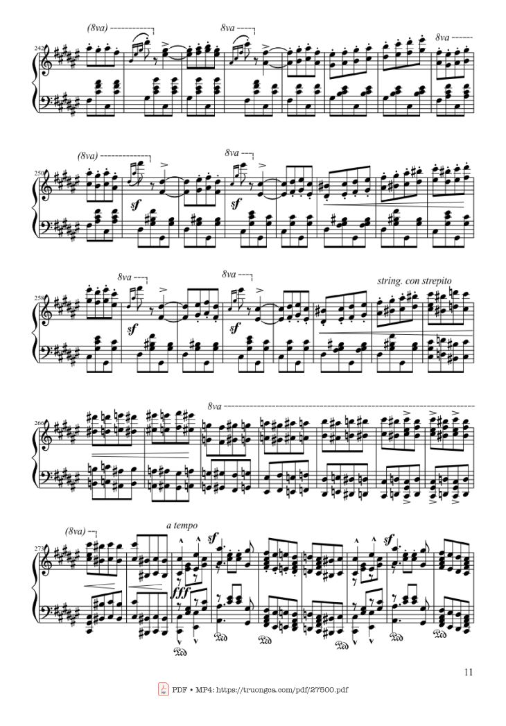 Page 11 of the piano sheet music PDF Piano – Hungarian Rhapsody No. 2 by Franz Liszt
