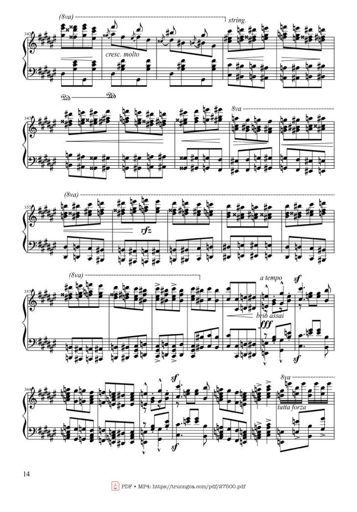 Page 14 of the piano sheet music PDF Piano – Hungarian Rhapsody No. 2 by Franz Liszt