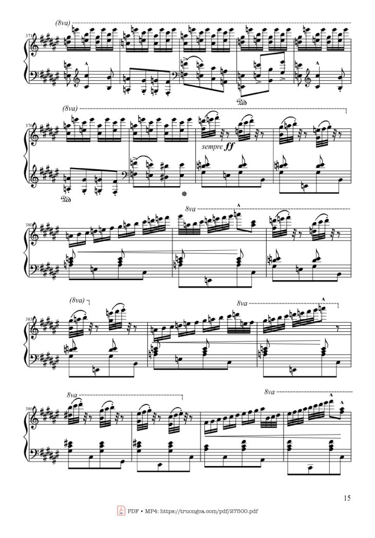 Page 15 of the piano sheet music PDF Piano – Hungarian Rhapsody No. 2 by Franz Liszt
