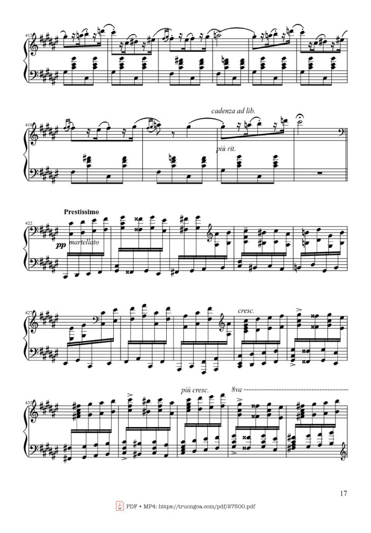 Page 17 of the piano sheet music PDF Piano – Hungarian Rhapsody No. 2 by Franz Liszt
