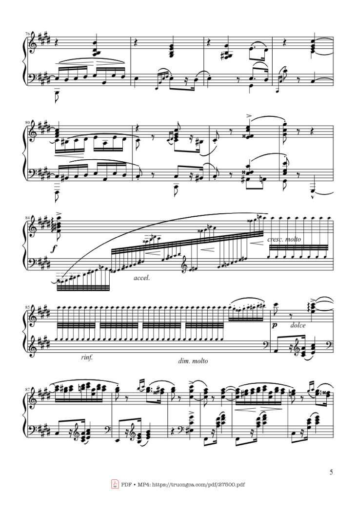 Page 5 of the piano sheet music PDF Piano – Hungarian Rhapsody No. 2 by Franz Liszt