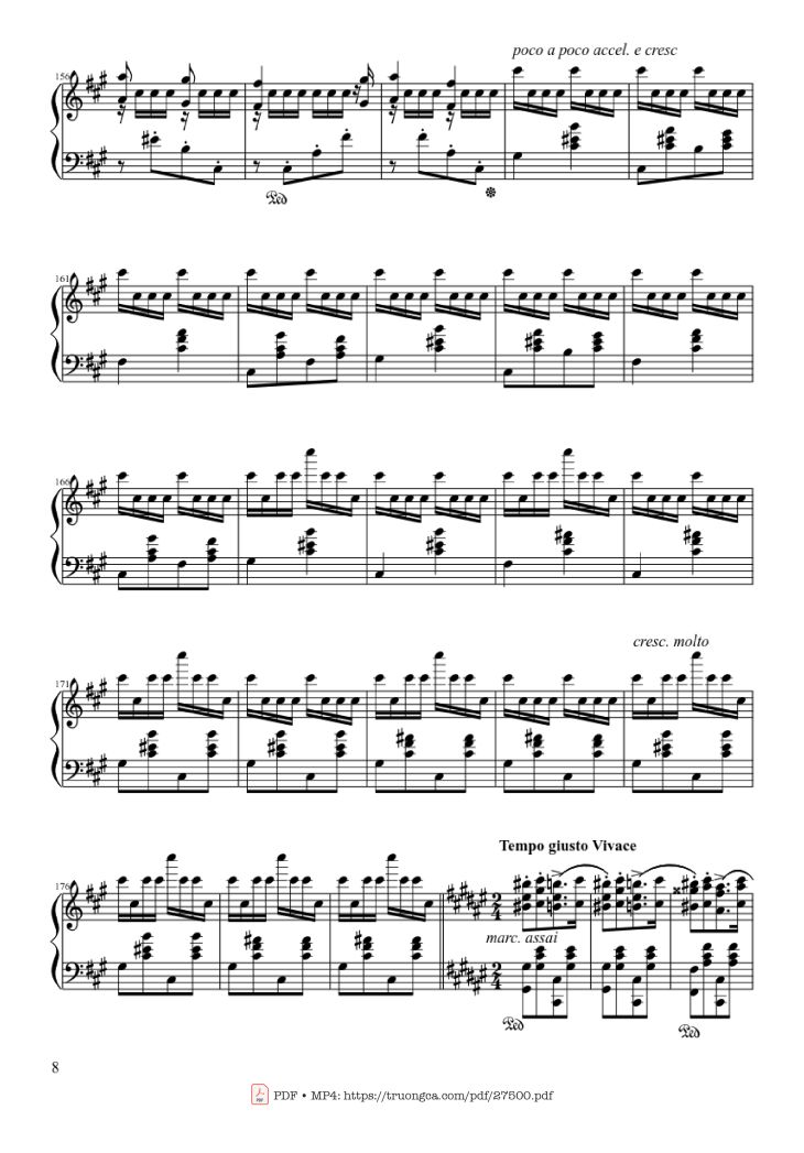 Page 8 of the piano sheet music PDF Piano – Hungarian Rhapsody No. 2 by Franz Liszt