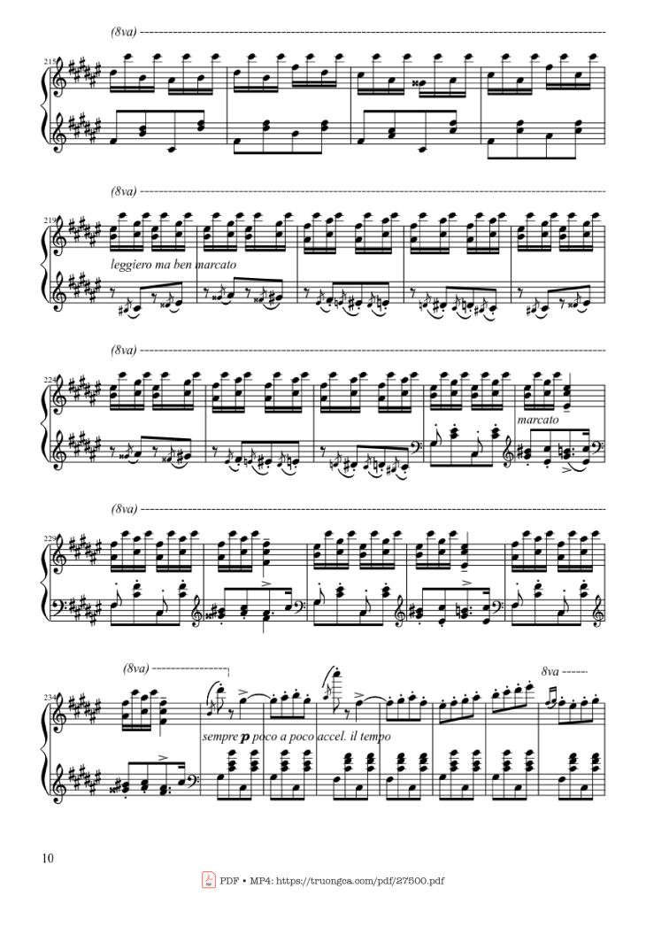 Page 10 of the piano sheet music PDF Piano – Hungarian Rhapsody No. 2 by Franz Liszt