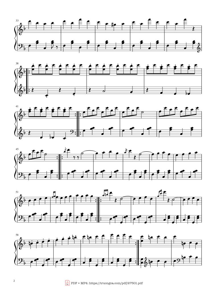 Page 2 of the piano sheet music PDF Piano – Hungarian Rhapsody No. 2 (easy) by Franz Liszt