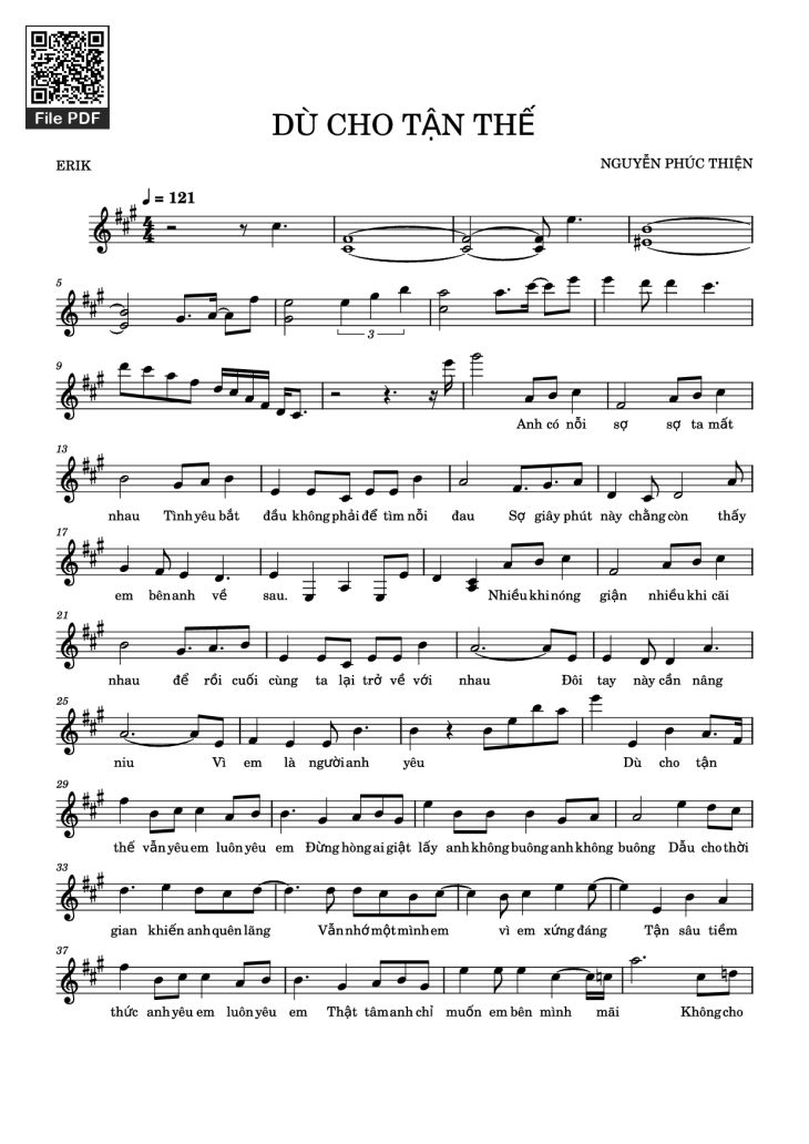 Page 1 of the piano sheet music PDF Piano – Dù cho tận thế by NGUYỄN PHÚC THIỆN