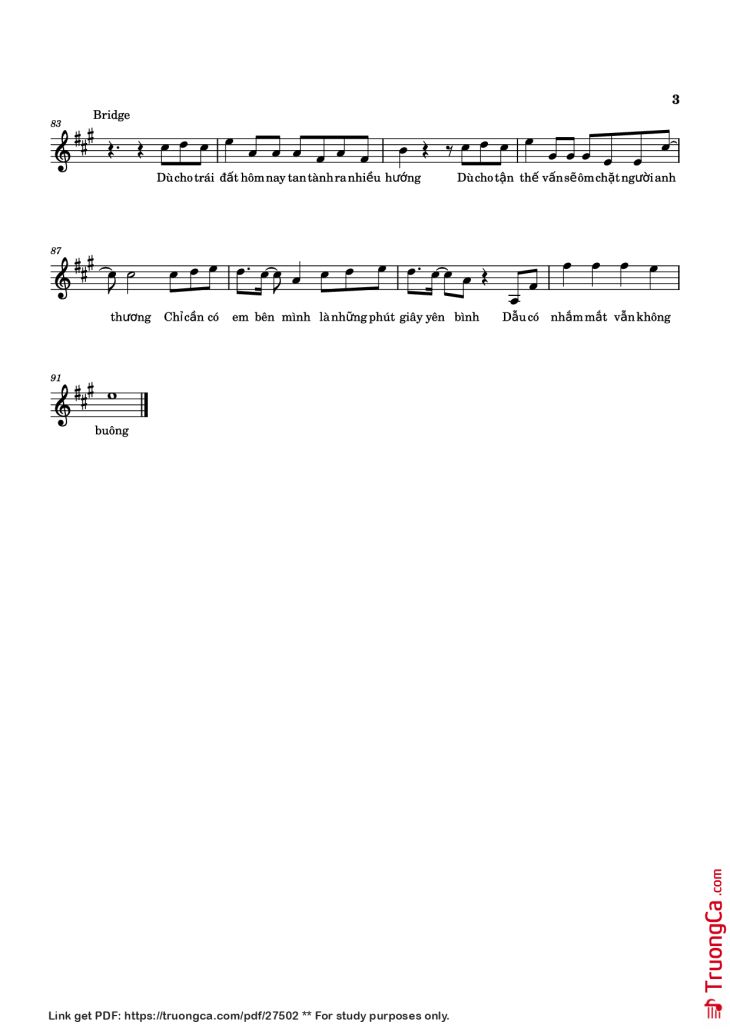 Page 3 of the piano sheet music PDF Piano – Dù cho tận thế by NGUYỄN PHÚC THIỆN