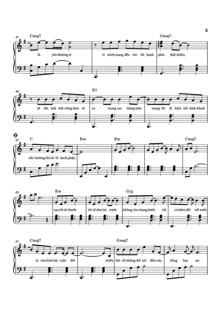 Page 3 of the piano sheet music PDF Piano – Sau Lời từ Khước (OST Mai) Piano by Phan Mạnh Quỳnh