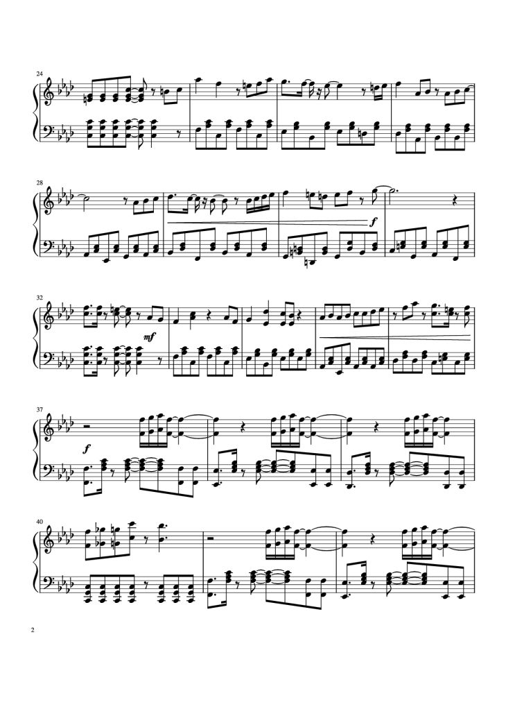 Page 2 of the piano sheet music PDF Piano – Detective Conan Piano by Composed by Katsuo Ōno
