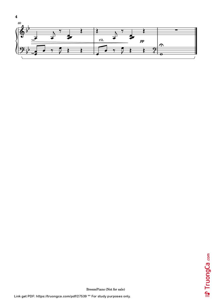 Page 4 of the piano sheet music PDF Piano – A letter Piano by Yukie Nishimura