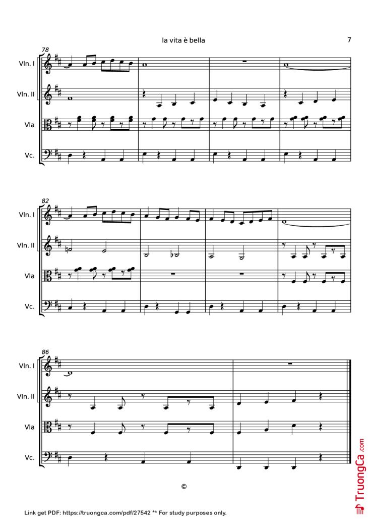Page 7 of the piano sheet music PDF – la vita è bella Violin by Undefined