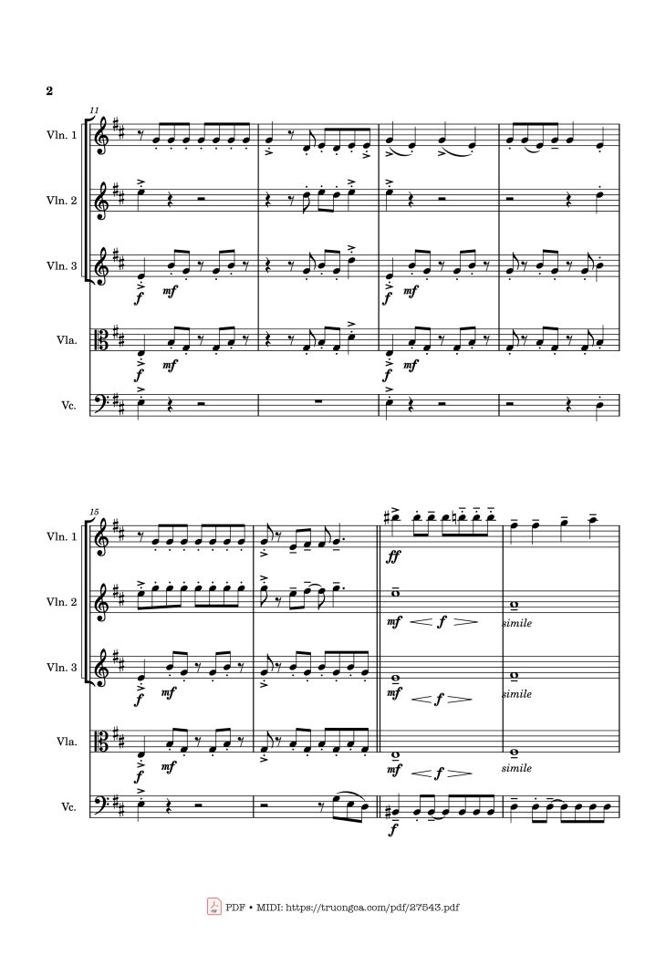 Page 2 of the piano sheet music PDF – APT. Violin by Bruno Mars & ROSÉ