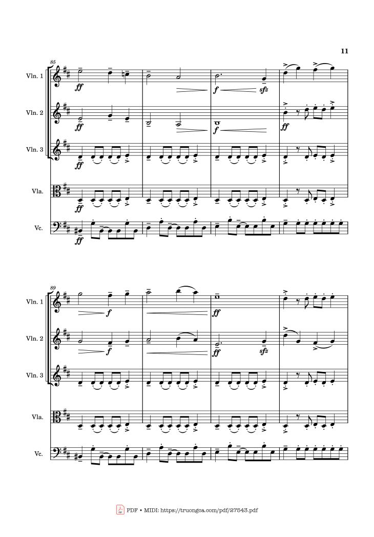 Page 11 of the piano sheet music PDF – APT. Violin by Bruno Mars & ROSÉ