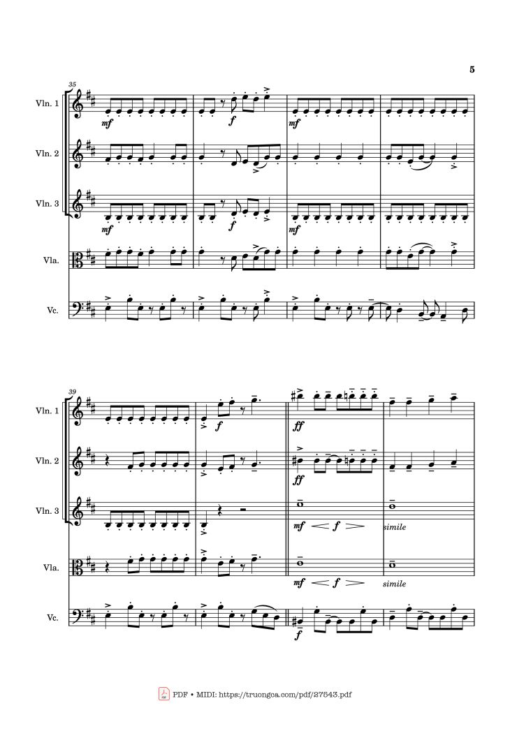 Page 5 of the piano sheet music PDF – APT. Violin by Bruno Mars & ROSÉ