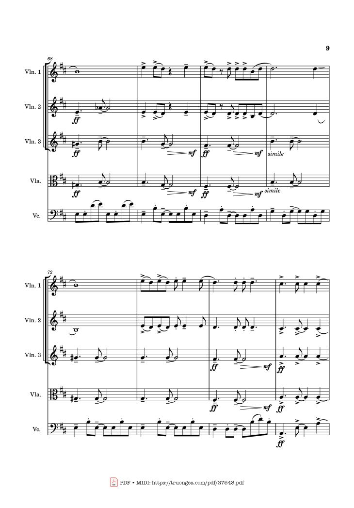 Page 9 of the piano sheet music PDF – APT. Violin by Bruno Mars & ROSÉ
