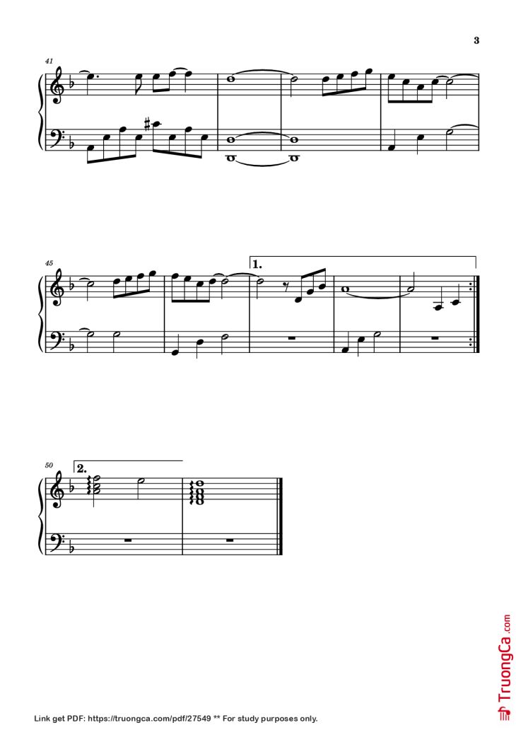 Page 3 of the piano sheet music PDF Piano – Xem Như Em Chẳng May Piano by Trung Ngon