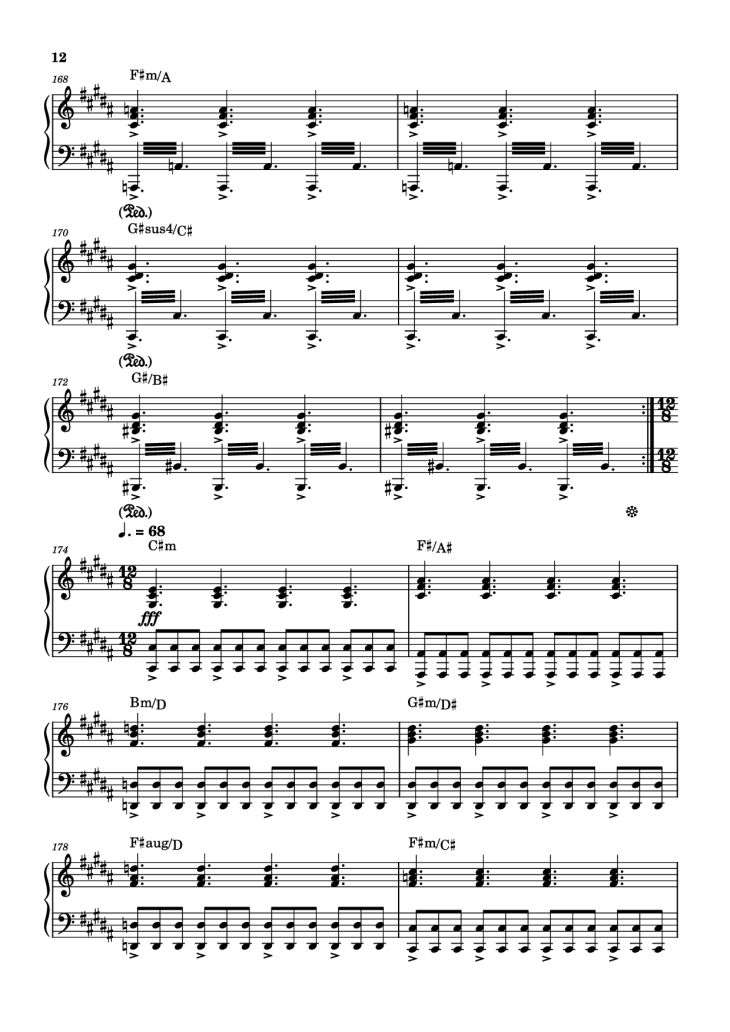 Page 12 of the piano sheet music PDF – Rockets Fall On Rocket Falls Piano by Transcribed by: Sam Anderson
