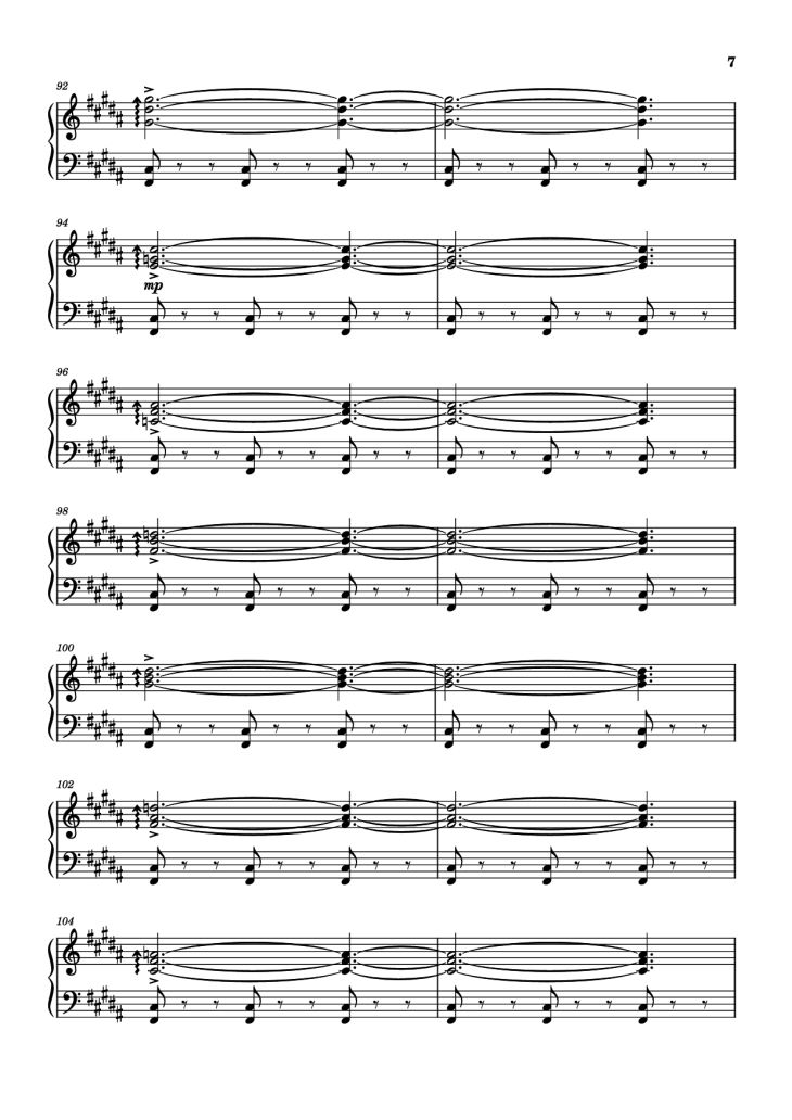 Page 7 of the piano sheet music PDF – Rockets Fall On Rocket Falls Piano by Transcribed by: Sam Anderson