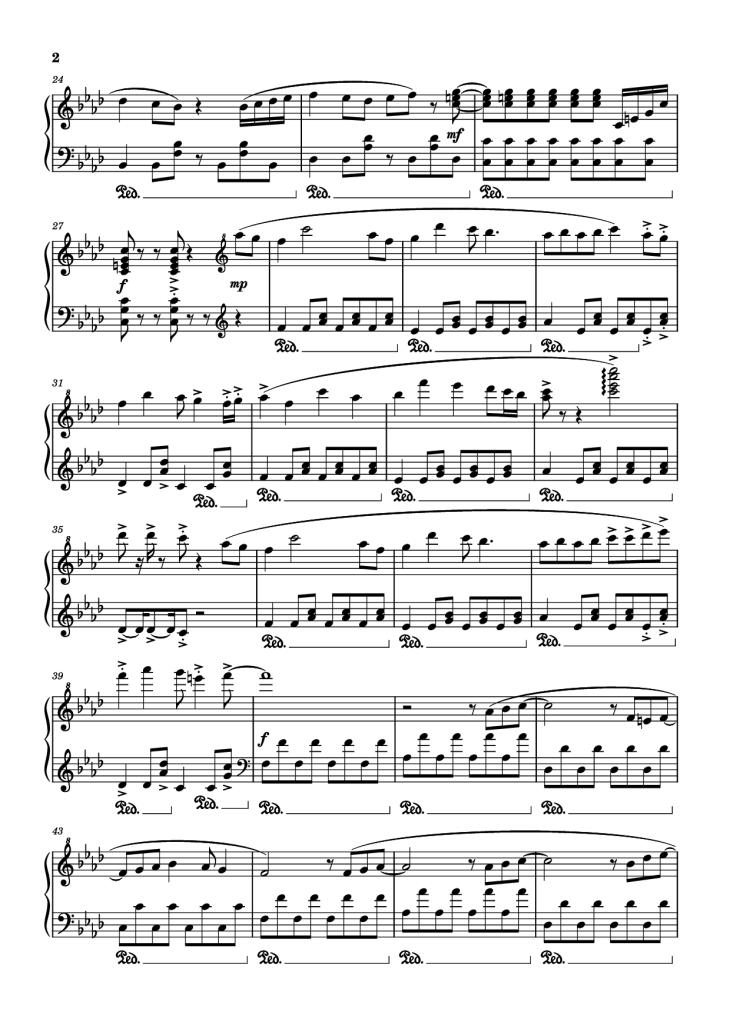Page 2 of the piano sheet music PDF Piano – Detective Conan Piano by Katsuo Ohno