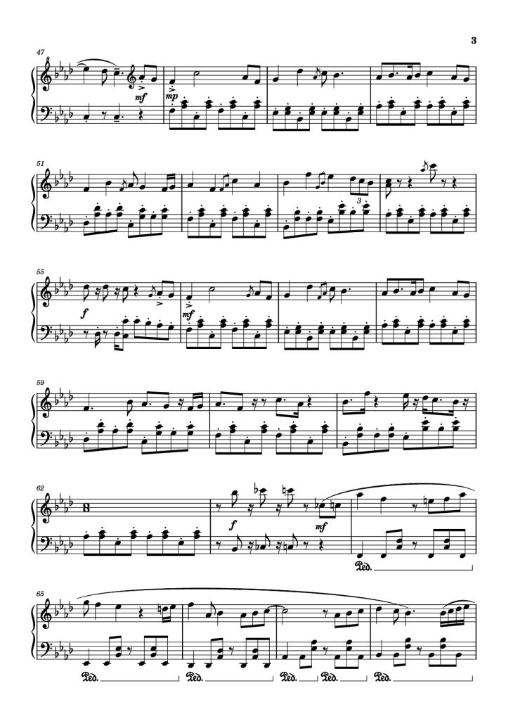 Page 3 of the piano sheet music PDF Piano – Detective Conan Piano by Katsuo Ohno