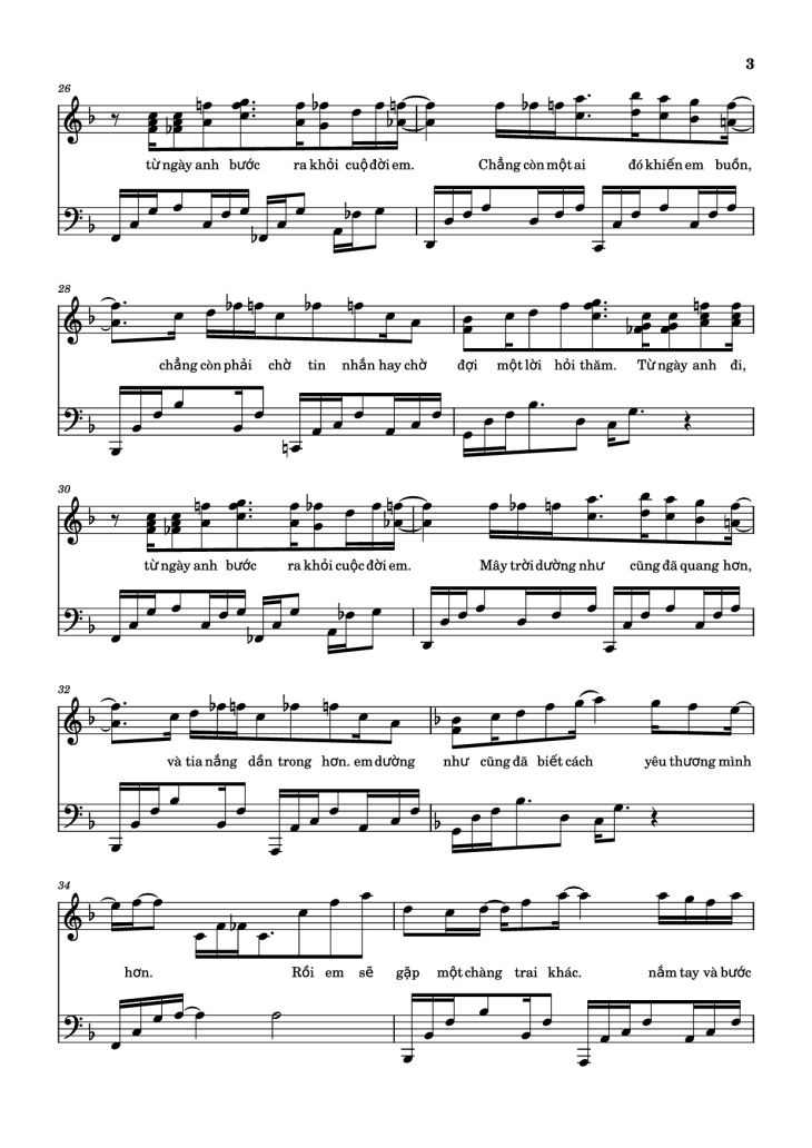 Page 3 of the piano sheet music PDF – Rồi Em Sẽ Gặp Một Chàng Trai Khác Piano by Hứa Kim Tuyền