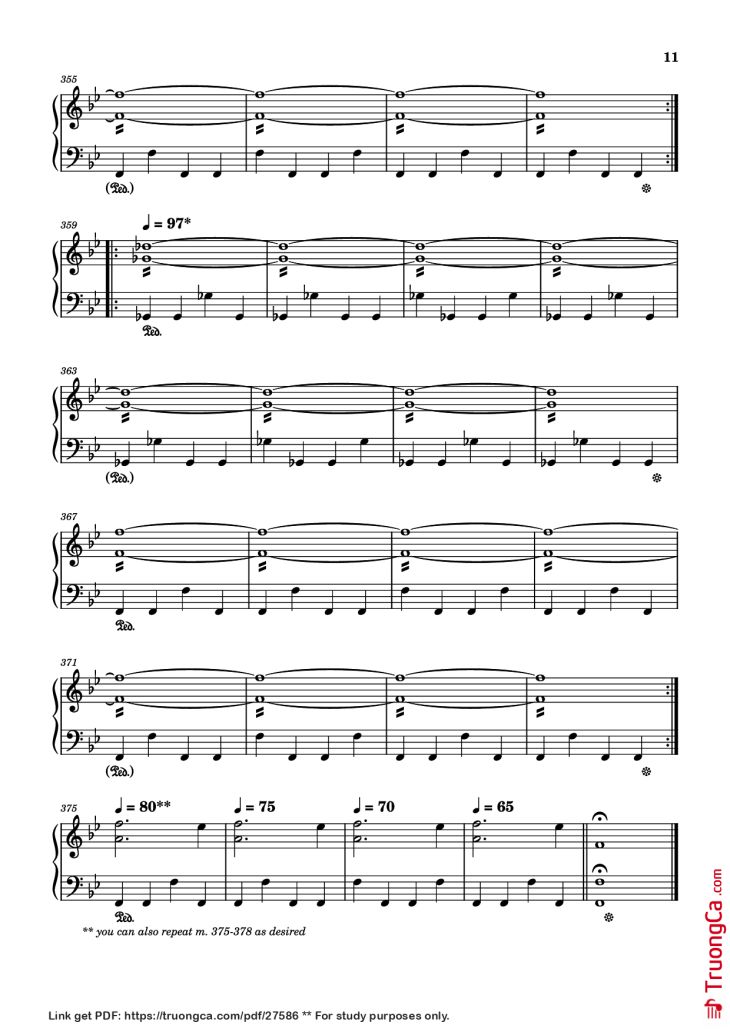 Page 11 of the piano sheet music PDF – Storm/Gathering Storm Piano by Transcribed by: Sam Anderson