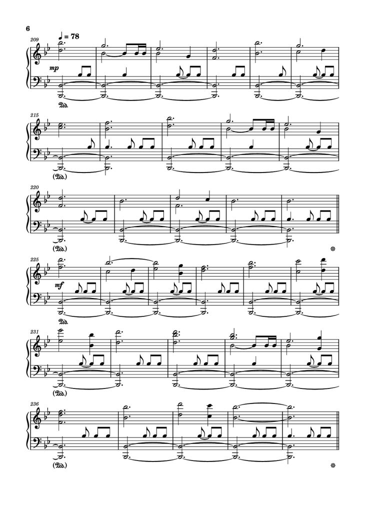 Page 6 of the piano sheet music PDF – Storm/Gathering Storm Piano by Transcribed by: Sam Anderson