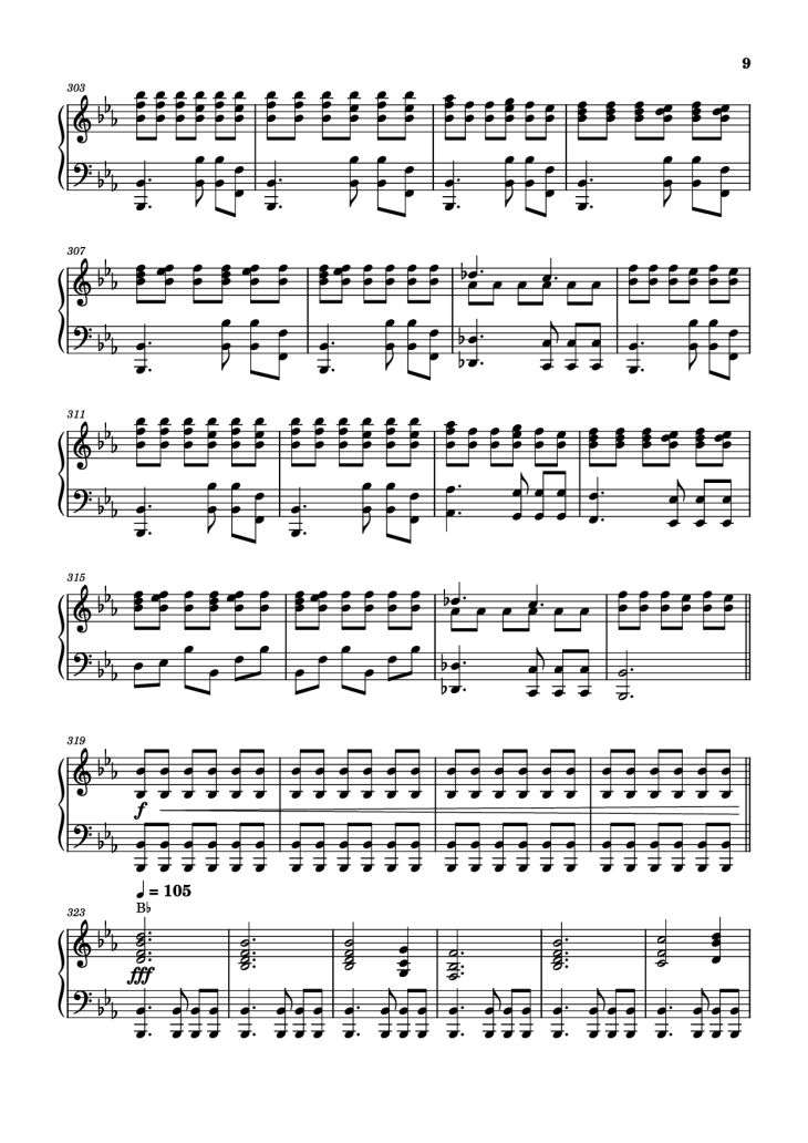 Page 9 of the piano sheet music PDF – Storm/Gathering Storm Piano by Transcribed by: Sam Anderson