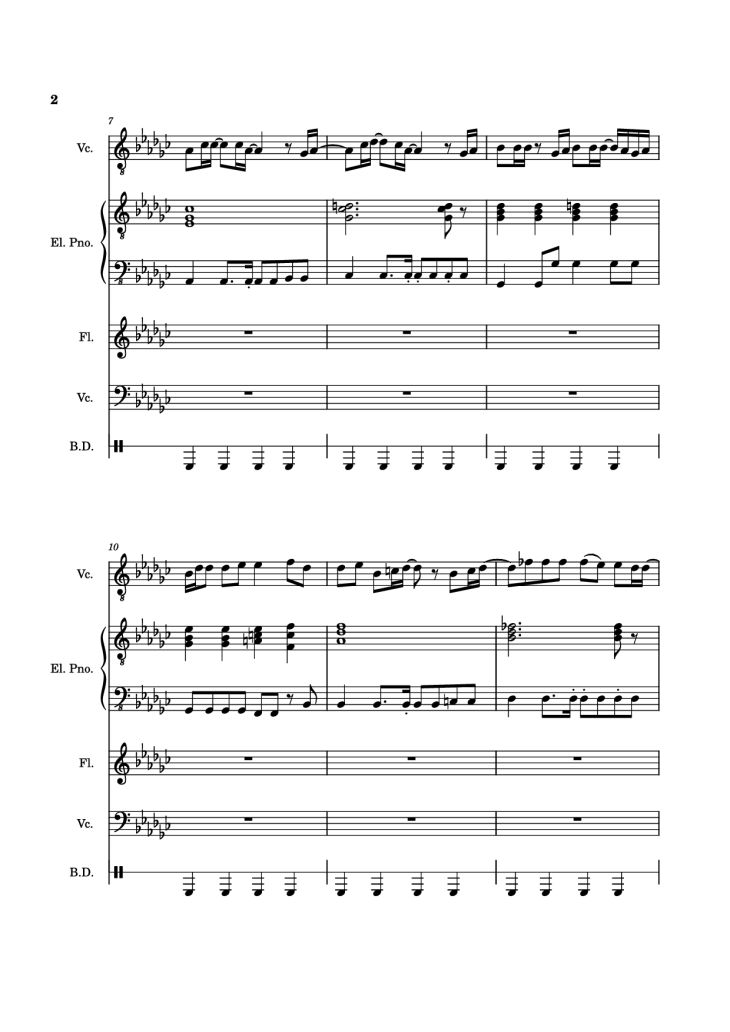 Page 2 of the piano sheet music PDF Piano Guitar Tab – Alone Again, Naturally Piano by Vulfmon (ft. Monica Martin