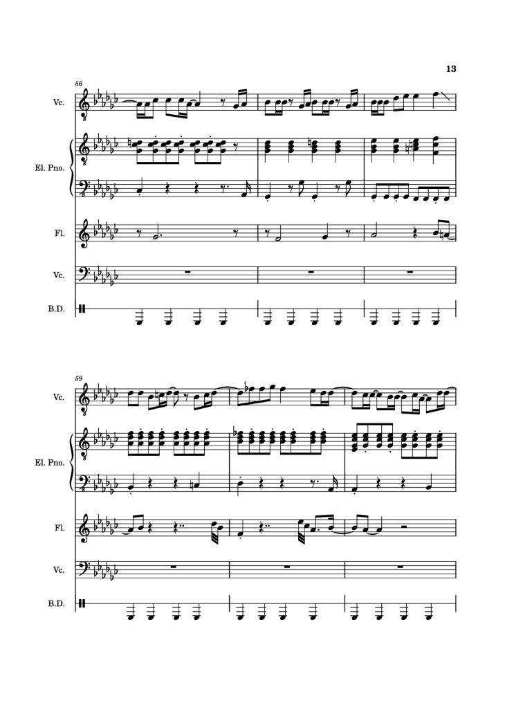Page 13 of the piano sheet music PDF Piano Guitar Tab – Alone Again, Naturally Piano by Vulfmon (ft. Monica Martin
