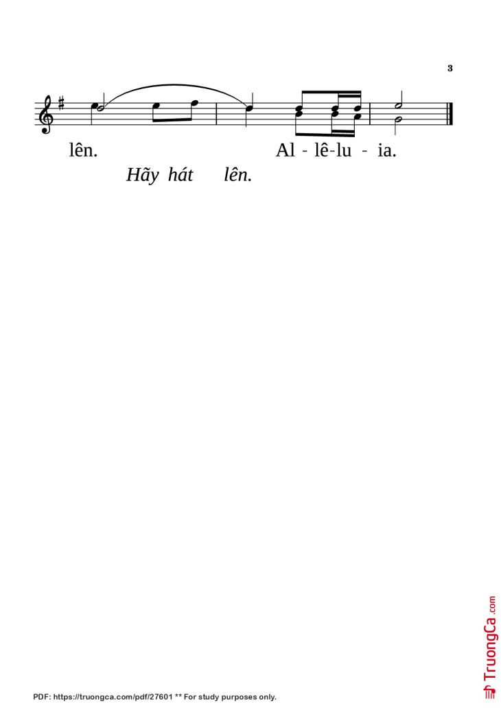 Page 3 of the piano sheet music PDF – Hãy cất tiếng hát by NGỌC LINH
