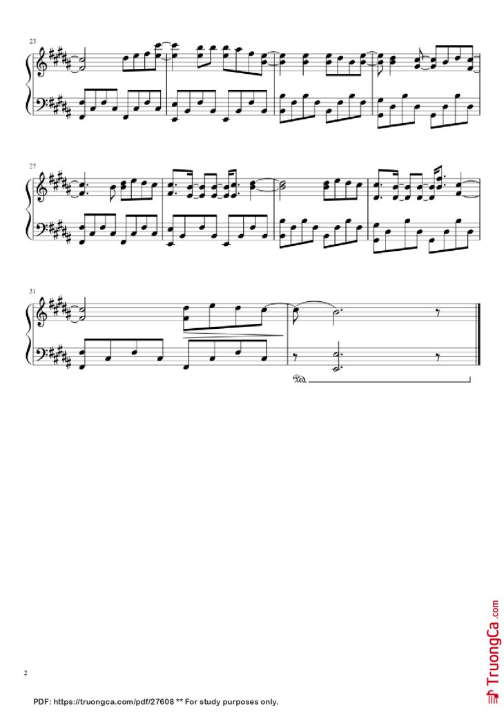 Page 2 of the piano sheet music PDF Piano – Payphone Piano by Undefined