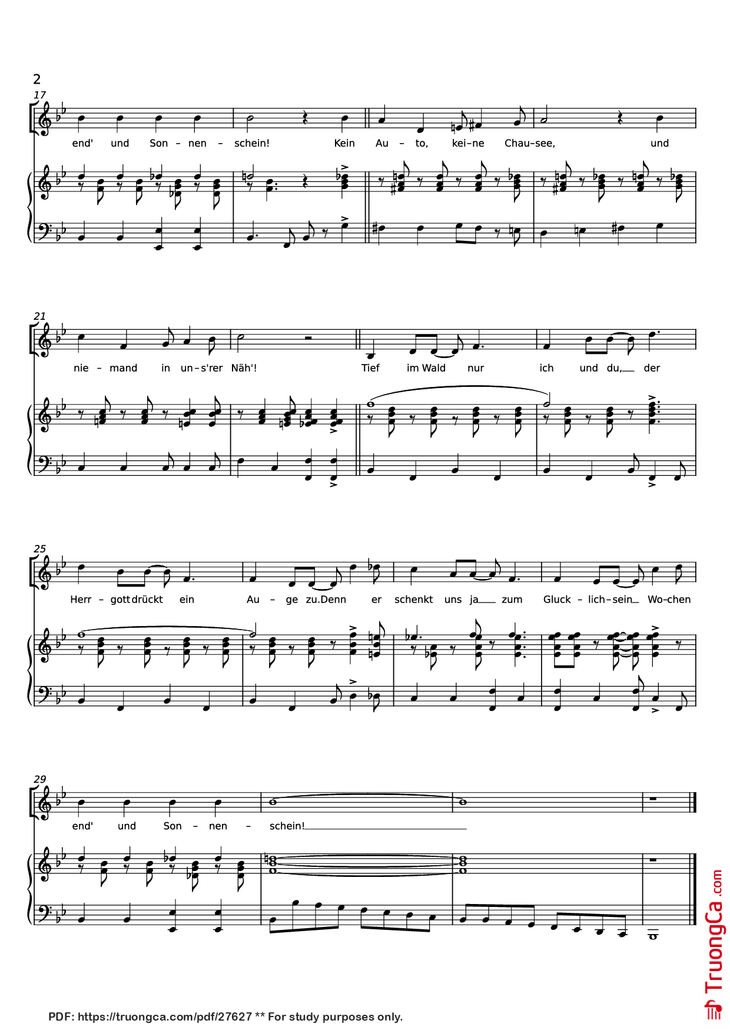 Page 2 of the piano sheet music PDF Piano – Wochenend und Sonnenschein Piano by Musik: Comedian Harmonists