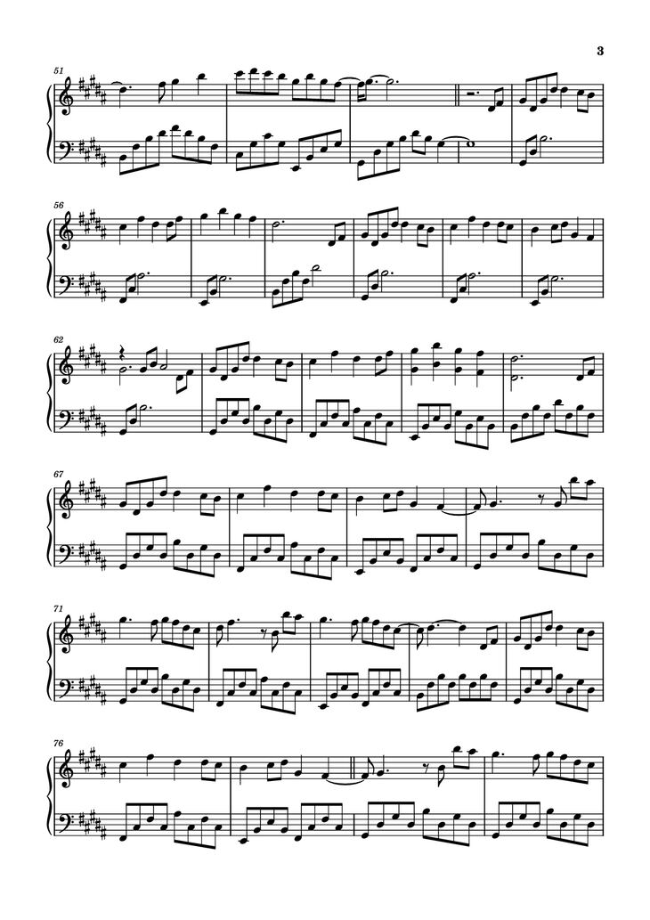 Page 3 of the piano sheet music PDF Piano – 远舟的少年 Piano (Niên Thiếu Của Viễn Châu) by 夕林子休