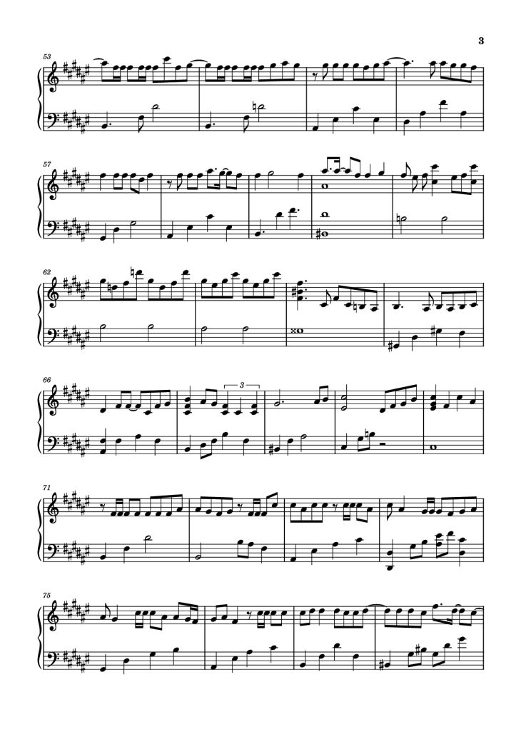Page 3 of the piano sheet music PDF Piano – 跳楼机 Piano (Tháp rơi tự do) by 鹿柯的宁叔