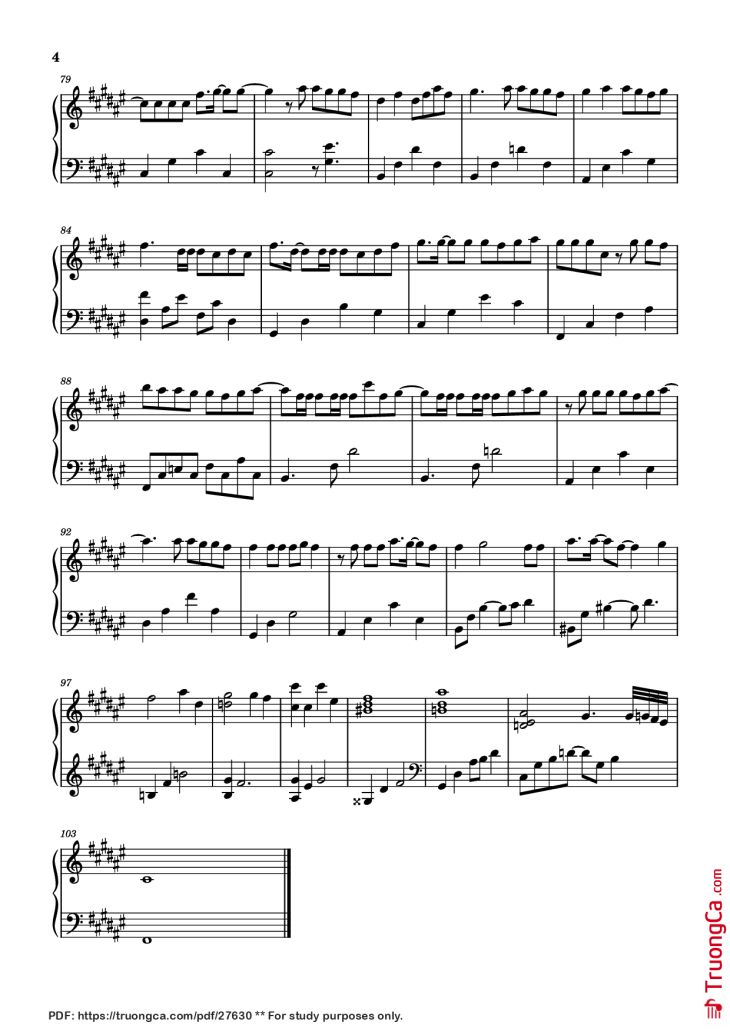 Page 4 of the piano sheet music PDF Piano – 跳楼机 Piano (Tháp rơi tự do) by 鹿柯的宁叔