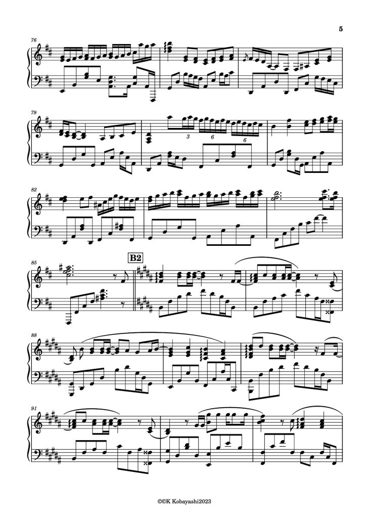 Page 5 of the piano sheet music PDF Piano – Endless Rain Piano by Composer:YOSHIKI