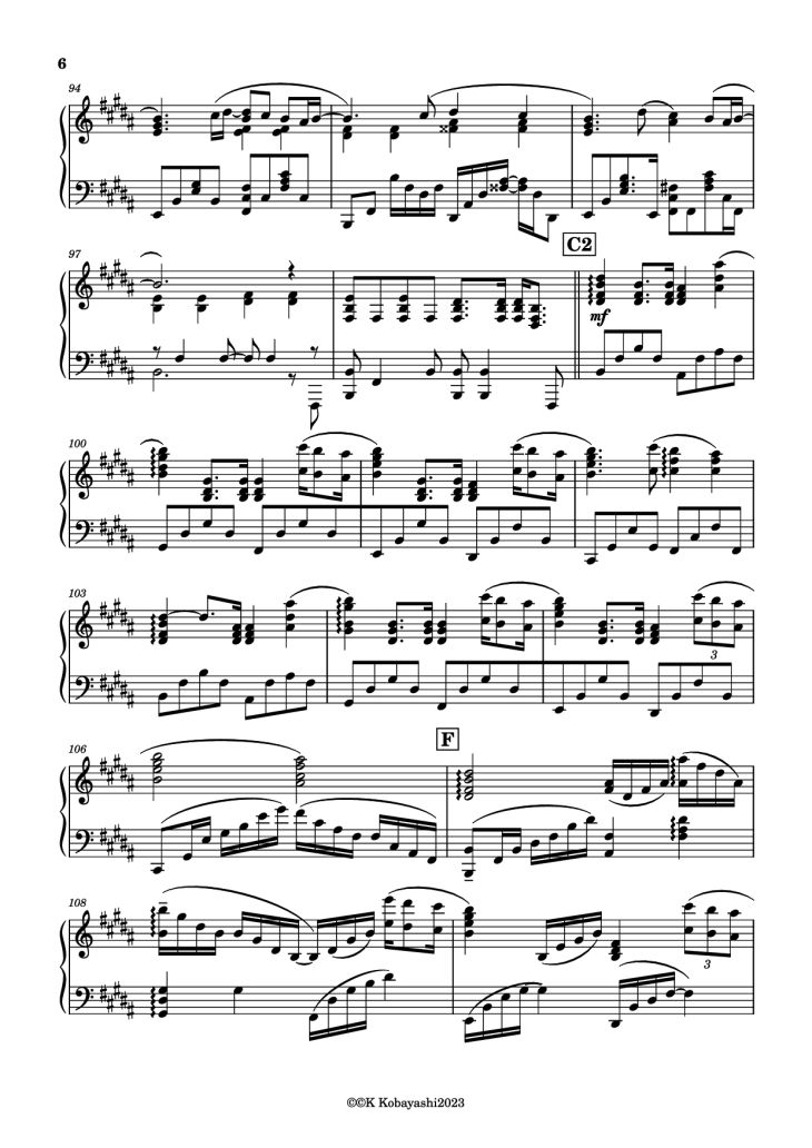 Page 6 of the piano sheet music PDF Piano – Endless Rain Piano by Composer:YOSHIKI