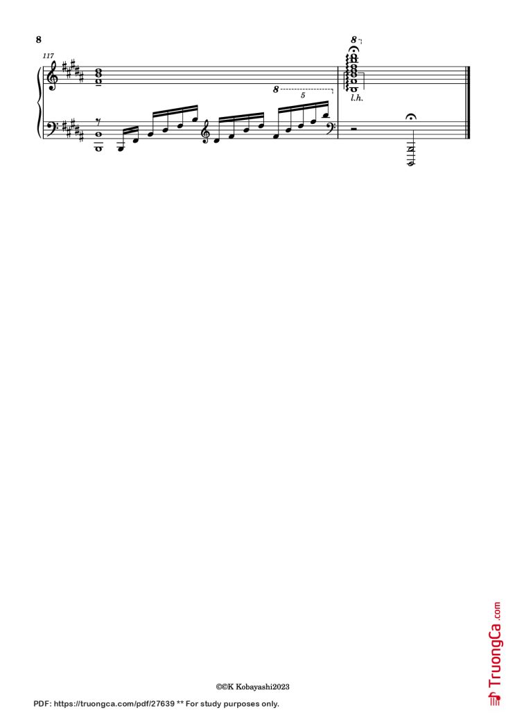 Page 8 of the piano sheet music PDF Piano – Endless Rain Piano by Composer:YOSHIKI