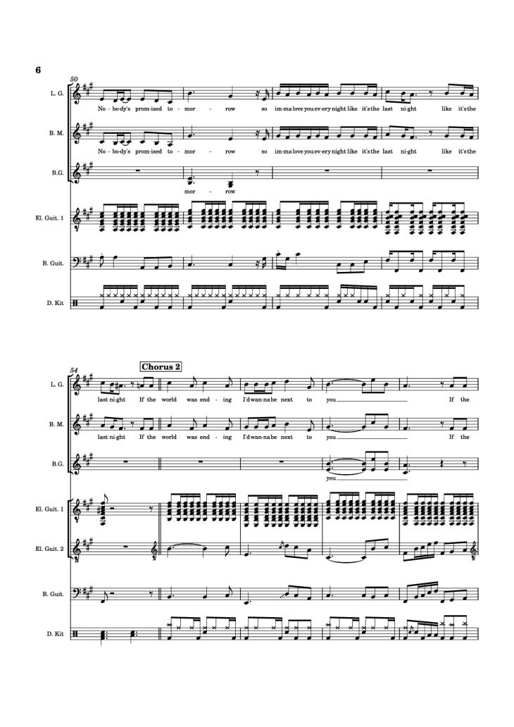 Page 6 of the piano sheet music PDF Piano Guitar Tab – Die With A Smile Piano by Arr. Keilani Bolhuis