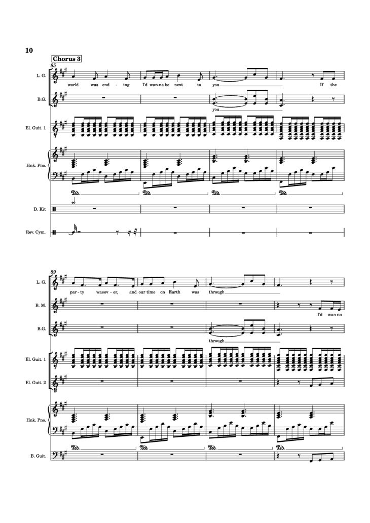 Page 10 of the piano sheet music PDF Piano Guitar Tab – Die With A Smile Piano by Arr. Keilani Bolhuis