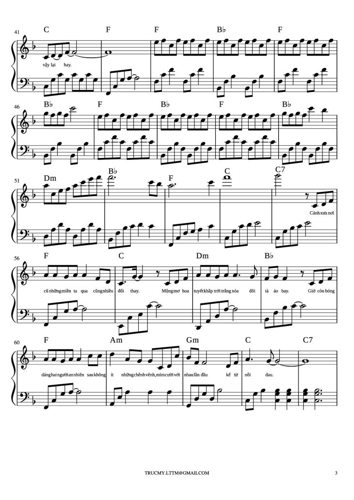Page 3 of the piano sheet music PDF Piano – Xuân thì Piano cover by Phan Mạnh Quỳnh