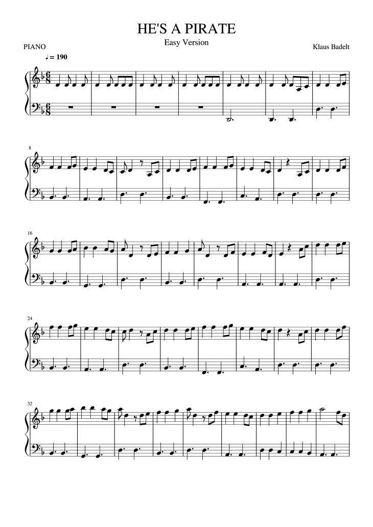 Page 1 of the piano sheet music PDF Piano – He