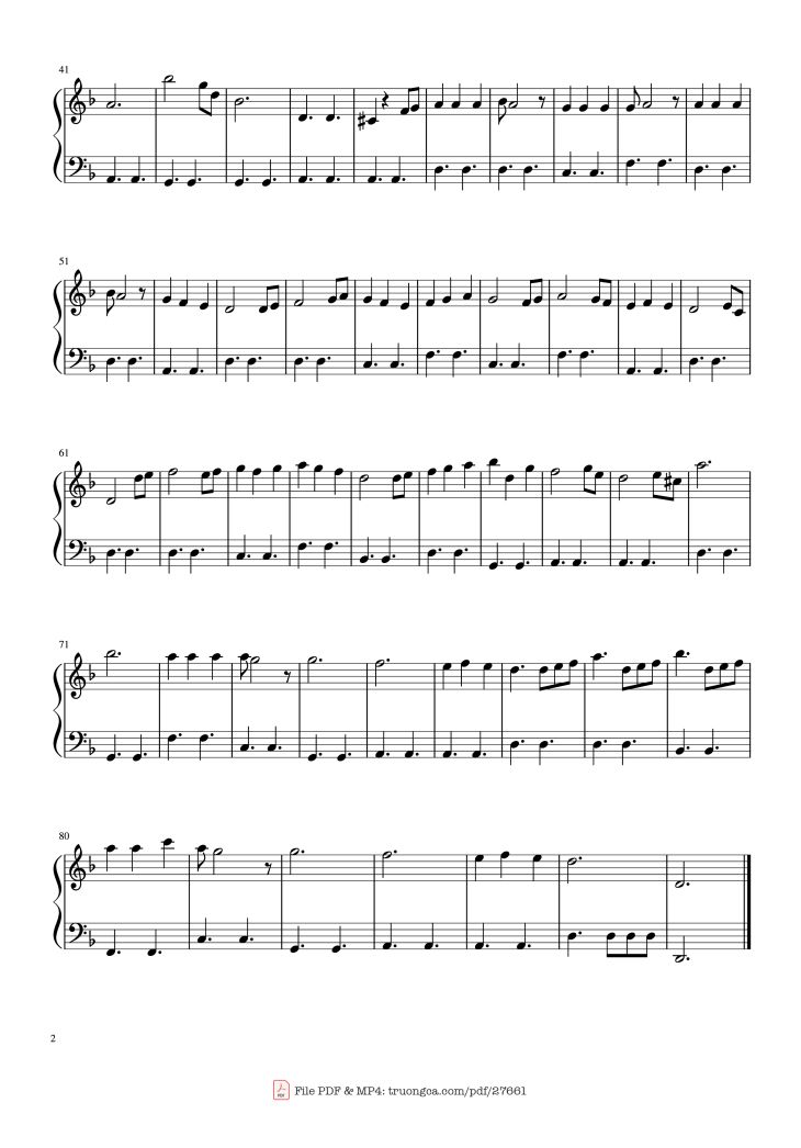 Page 2 of the piano sheet music PDF Piano – He