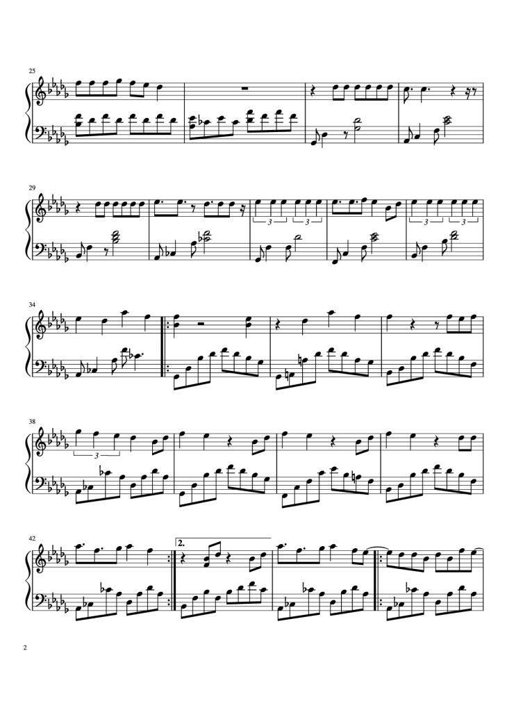 Page 2 of the piano sheet music PDF Piano – Hold Me Tight Piano by BTS