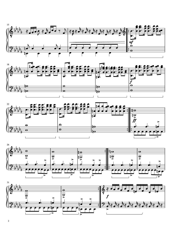 Page 2 of the piano sheet music PDF Piano – Castle Vein Piano by Heaven Pierce Her - Hakita
