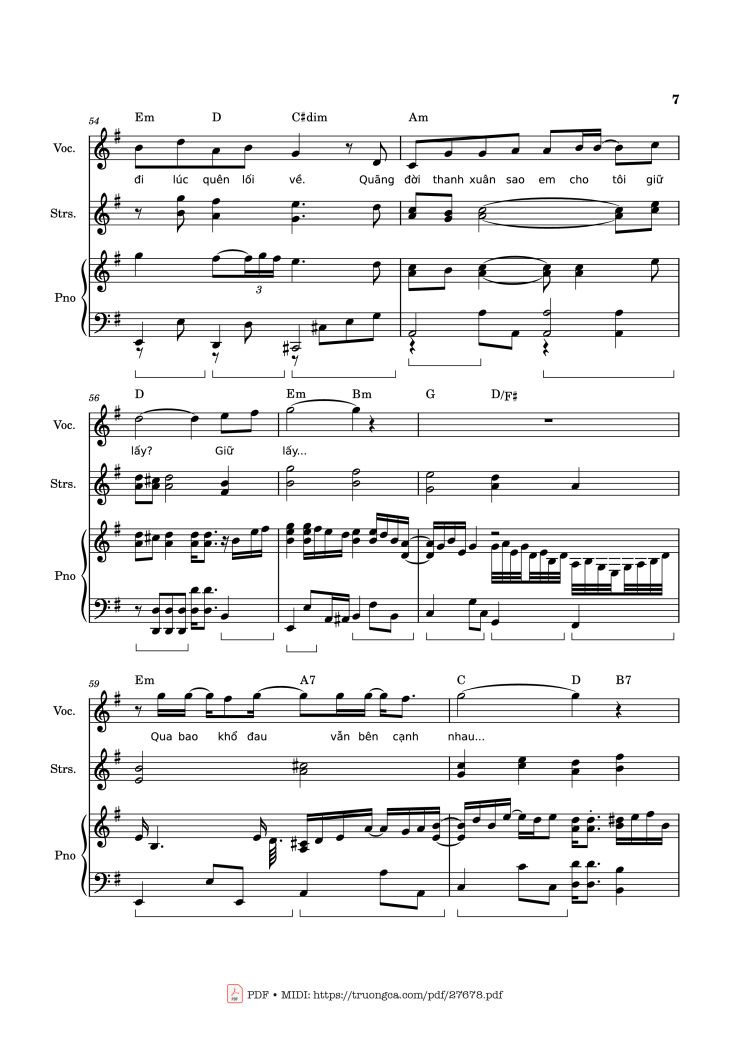 Page 7 of the piano sheet music PDF – Phép màu (Đàn cá gỗ OST) Piano by Nguyễn Hùng