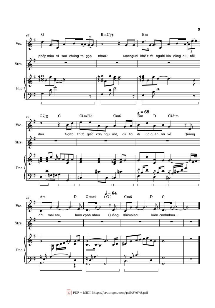 Page 9 of the piano sheet music PDF – Phép màu (Đàn cá gỗ OST) Piano by Nguyễn Hùng